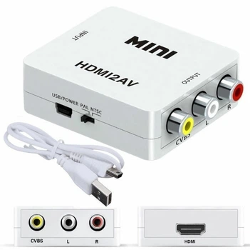 Конвертер HDMI2AV адаптер HDMI->тюльпани, AV, HDMI2RCA перетворювач, адаптер (537254854) Білий