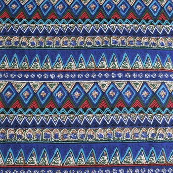 Деко лен полосы и узоры зелено-голубые, синий, ш.150 (20501.007)