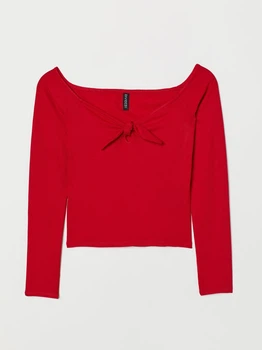 Топ з відкритими плечима H&M 0681561 2XS (587592XS) Червоний