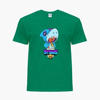 Футболка дитяча Бравл Старс Леон Акула (Brawl Stars Leon Shark) (25186-1016) 158-164 см Бавовна Зелений