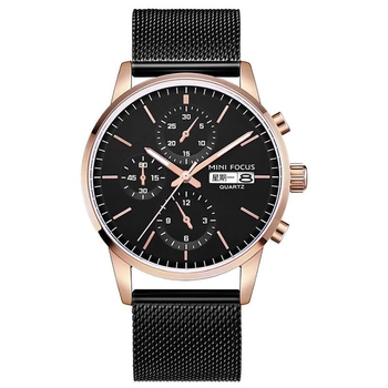Мужские часы Mini Focus 0180G Black кварцевые наручные деловые из нержавеющей стали (F_5944-20297)