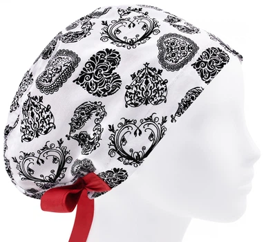 Медицинская шапочка женская HeadwearUniverse универсальная принт ажурные сердца