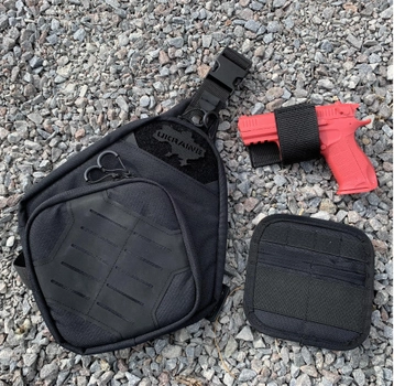 Тактична сумка для прихованого носіння Scout Tactical EDC ambidexter bag black + органайзер і кобура в комплекті