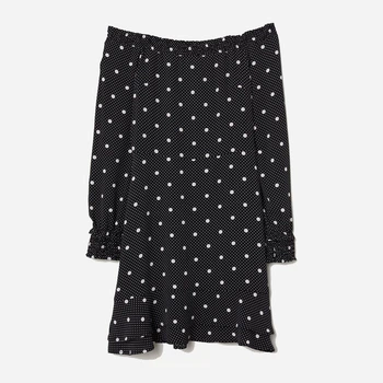 Платье миди осеннее женское H&M 0583976_горошек 36 Черное (KAY2000001313510_LD2000001313510)