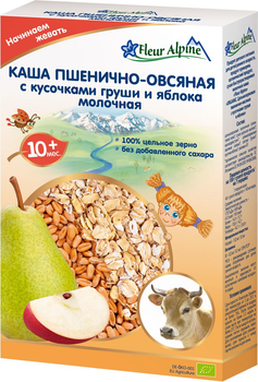 Молочна каша Fleur Alpine Organic пшенично-вівсяна зі шматочками груші та яблука 200 г (4006303002754)