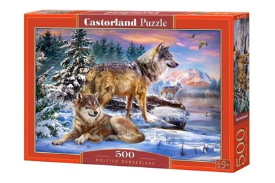 Пазлы Castorland Волки на снегу 500 элементов настольная игра для развития логики и моторики 47х33 см разноцветные