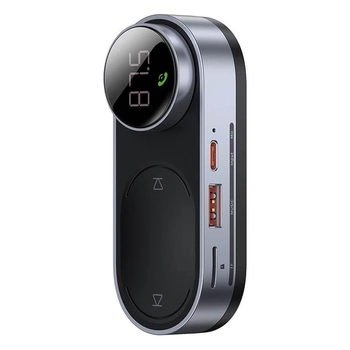 Автомобильный FM-трансмиттер модулятор BASEUS Solar Car Wireless MP3 Player |TF, USB, AUX, Type-C| на солнечной батарее (CDMP000001)