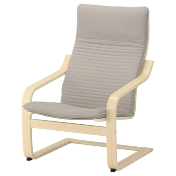 Кресло IKEA (ИКЕА) POÄNG березовый шпон Knisa светло-бежевое (392.407.87)
