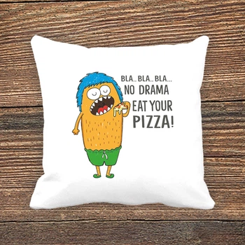 Атласная подушка с принтом "Bla... Bla... Bla... No drama. Yeat tour pizza!"