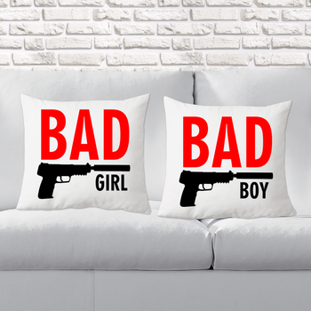 Парные декоративные подушки с принтом "Bad boy and girl"