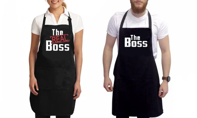 Парные фартуки с принтом "The Boss. The real Boss"