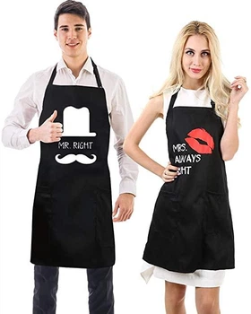 Парные фартуки с принтом "Mr. Right. Mrs. Always Right"