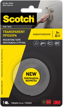 Двусторонняя акриловая клейкая лента 3M Scotch VHB 9 мм х 2 м 0.5 мм Прозрачная комплект 2 упаковки (5904-F-9-2)