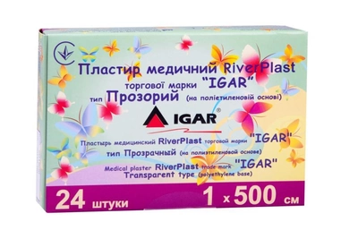 Пластир медичний RiverPlast IGAR Прозорий (на поліетиленовій основі) 1см x 500см