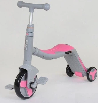 Самокат 3в1 JT 90601 Best Scooter, самокат-велобіг-велосипед, світло, 8 мелодій, колеса PU, переднє колесо d=20см, задні d=11см