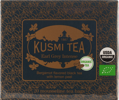 Чай чорний Kusmi Tea Earl Grey Intense органічний 20 пакетиків х 2 г (3585810085166)