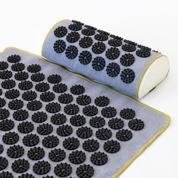 Масажний килимок Аплікатор Кузнєцова + міні килимок + валик масажер для спини/шиї/ніг OSPORT Set №1 (n-0005) Сіро-чорний