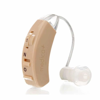 Універсальний слуховий апарат Medica-Plus sound control 12.0 Цифровий завушний підсилювач з регулятором гучності Original Бежевий