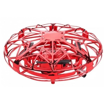 Летающая тарелка запускалка дрон с жестовым дистанционным управлением на руке электрическая ударостойкая игрушка с LED подсветкой 11х11х5 см. Red