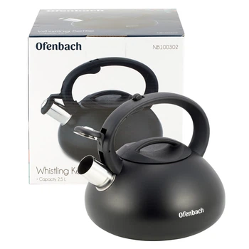 Чайник Ofenbach NB-100302 2.5 л из нержавеющей стали со свистком и нейлоновой ручкой для индукции и газа