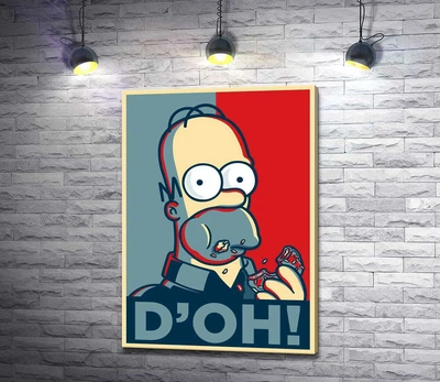Картина Гомер Сімпсон (Homer Simpson) об'їдається донатами 42x60 см Модуль №1 (001207)