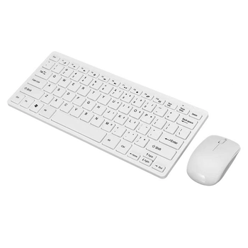 Беспроводная клавиатура и оптическая мышь комплект KeyBoard K-03 Mini Белая для компьютера с низкопрофильными клавишами USB адаптер (48780)