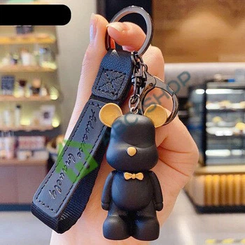 Чорний брелок (ключниця) ведмедик Bearbrick чорний мультфільму Popobe (337902)