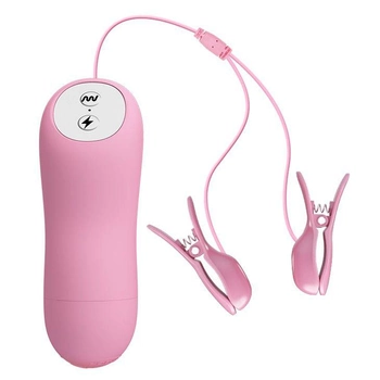 Електро-вібро затискачі для грудей Baile Romantic Wave колір світло-рожевий (02256458000000000)