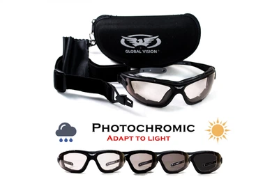 Фотохромные самозатемняющиеся мотоочки Global Vision Shorty 24 clear photochromic затемняются от прозрачного до серого
