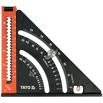 Угольник алюминиевый Yato с ножкой -140 мм 90°-45°-45° / l= 210/290 мм с транспортиром (YT-70783)