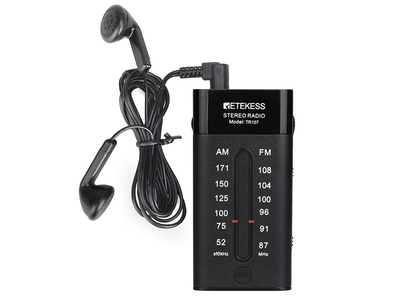 Радиоприемник Retekess TR107 с наушниками FM AM портативный карманный Черный (1010-638-00)