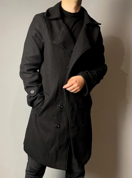 Мужское приталенное пальто классическое Mod-Room черное