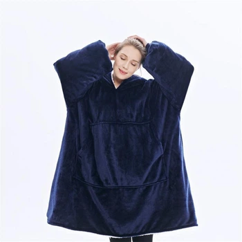 Толстовка-плед с капюшоном и рукавами Huggle Hoodie One Size Синий 1634105228