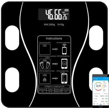 Смарт-весы с возможностью подключения до телефона Bluetooth Smart scales Черный (П- 495)