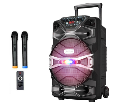 Колонка аккумуляторная Ailiang U1318 c радиомикрофонами (200W/USB/BT/FM)