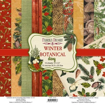 Набір скраппаперу, Фабрика Декора, Winter botanical diary, 30,5х30,5 см, 10 аркушів, FDSP-01113