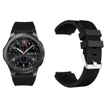 Силіконовий ремінець Watchbands для Samsung Galaxy Gear S3 Frontier - чорний (WB001GALAXYBLACK-N-3)