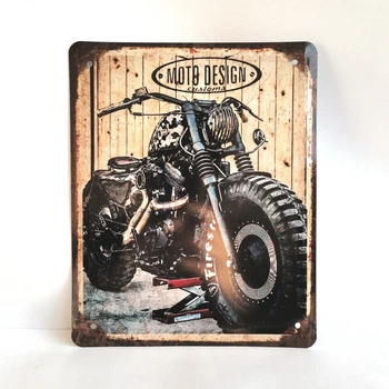 Металева табличка "Moto design customs" для декору дому, декор стiн, декор кiмнати