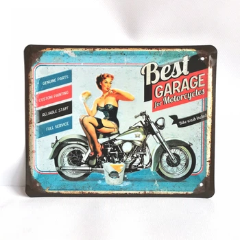 Металева табличка "Best GARAGE for motorcycles" для декору дому, декор стiн, декор кiмнати, вiнтаж, гараж