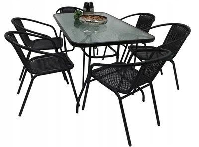 Комплект садових меблів Konyrast Garden BISTRO Black Стіл + 6 крісел