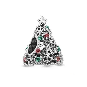 Серебряный шарм для браслета Мерцающая новогодняя елка 799226