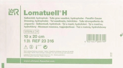 Пов'язка мазева гідрофобна Lohmann Rauscher стерильна Lomatuell H 10 х 20 см х 10 шт (4021447233161)