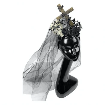 Обруч Королева кладовища з фатою SETA Decor 17-895BLK
