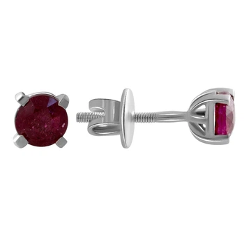Срібні сережки з натуральним рубіном 1ct (2007012)