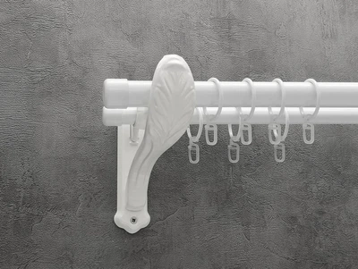 Карниз Quadrum Заглушка 160 см двойной Белый ретро 25/19 мм гладкая (кольца с крючками)