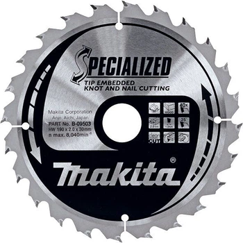 Диск пильный по дереву 190х30 мм 40T Makita Makblade Plus qulet cutting B-09503