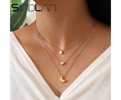 Колье тройное из медицинской стали Sindlan Star Heart Moon X0705 36