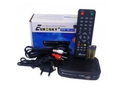 Цифровий тюнер DVB-T2 Eurosky ES-16 Mini ефірна приставка для телевізора Full HD 1080p HDMI USB Wi-Fi IPTV YouTube Megogo PVR TimeShift ресивер Т2 компактний
