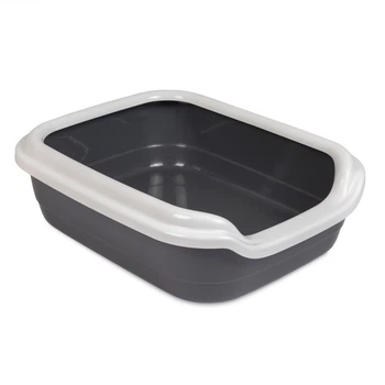 Туалет для котів з бортиком Природа Comfort L 39x49x15 см, сірий
