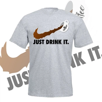 Футболка GBI "Just drink it COFFEE" пряма класика, сірий, L, ФС-0155